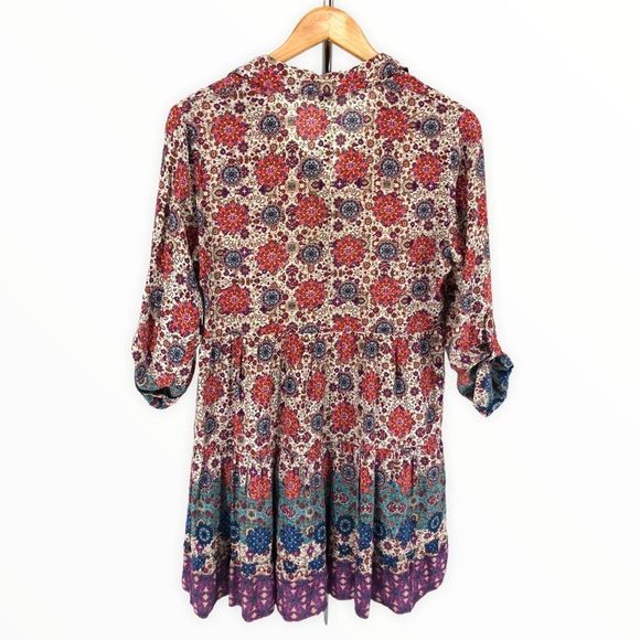 Lulu’s Once and Floral Mixed Print Shirt Dress Roll Tab Sleeves Small - Picture 12 of 16